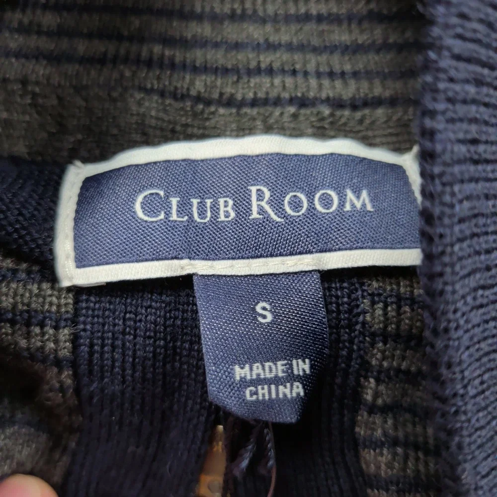NEW Club Room Mens Navy Blue Merino Wool Blend Quarter Zip Sweater Small